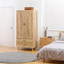 Armadio 2 Ante a Battente con 2 Cassetti 80x54x180 cm  con Asta Appendiabiti in Truciolato Color Legno 