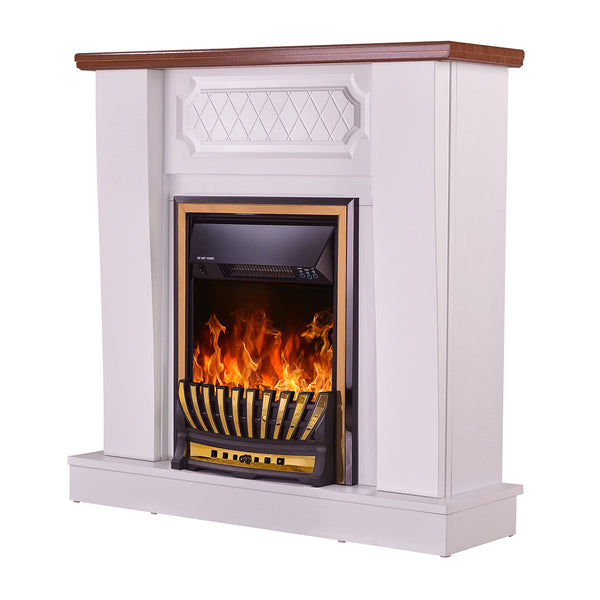 Camino Elettrico da Pavimento 101x100x30 cm Effetto Fiamma 2000W Asoli & Meridian Bianco/noce acquista