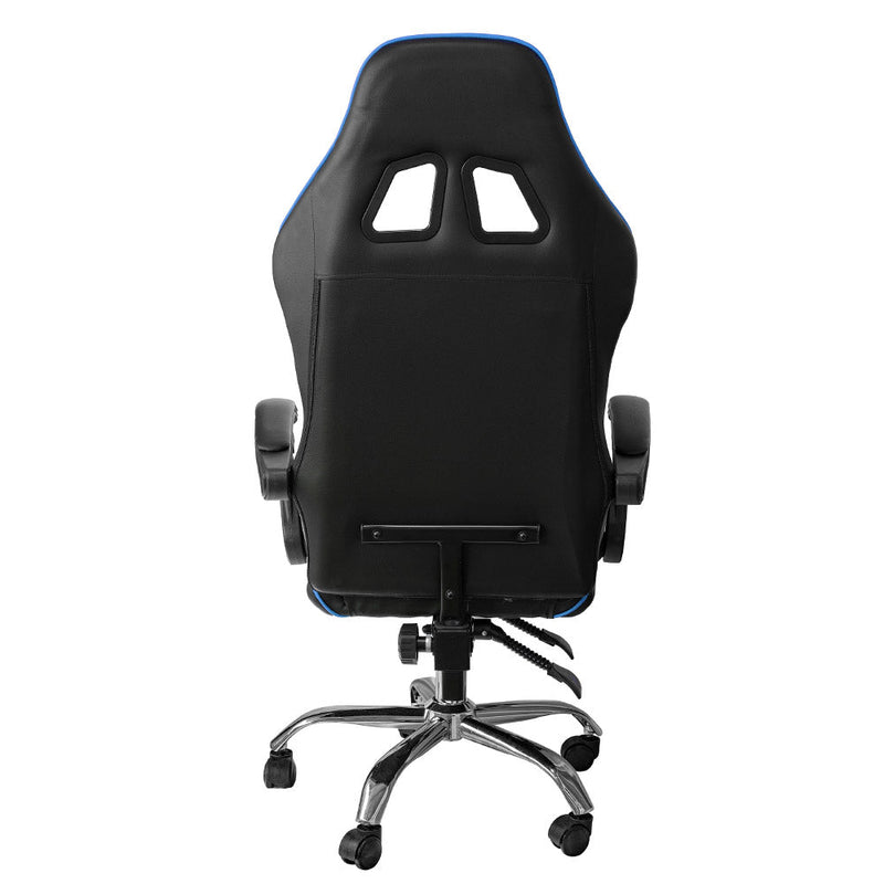 Sedia da Gaming Ergonomica 64x53x122-133 cm con Supporto Lombare e Poggiatesta in Similpelle Blu