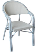 Sedia da Giardino in Alluminio Effetto Legno e Wicker Vorghini Grigio Chiaro