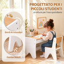 Set Tavolo Bambini 3-8 Anni con Sedia e Cassetto 69,5x45x51 cm con Bordi Arrotondati in Truciolato e MDF Bianco      