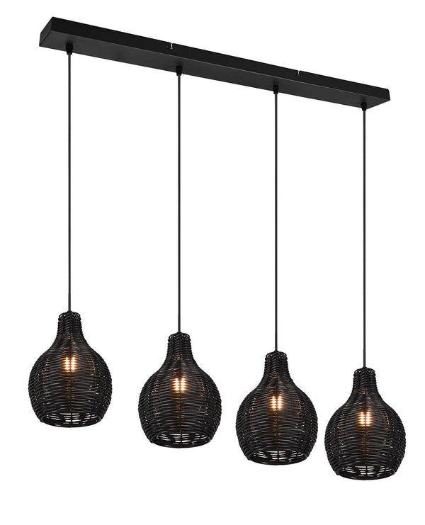 prezzo Lampada a Sospensione da Interno Attacco E14 in Tessuto Nero