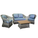 Set Salotto da Giardino Divano 2 Poltrone e Tavolino in Rattan Jefferson Grigio