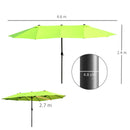 Ombrellone da Giardino Doppio 460x270x240 cm in Acciaio e Poliestere Verde