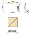 Ombrellone da Giardino 2x2 m Palo Ø38 mm in Alluminio Tessuto Olefin Trend Grigio