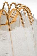 Lampada da Terra Feather Stand Ø46x147 cm in Ferro e Plastica Oro e Bianco      