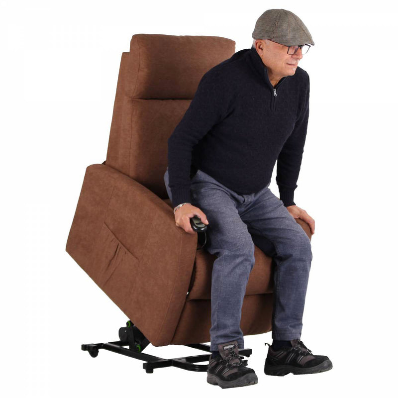 Poltrona Alzapersona Elettrica 1 Motore in Tessuto Marrone