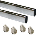 Set 2 Bastoni Appendiabiti per Armadi Ovali 95 cm in Acciaio Emuca Cromato