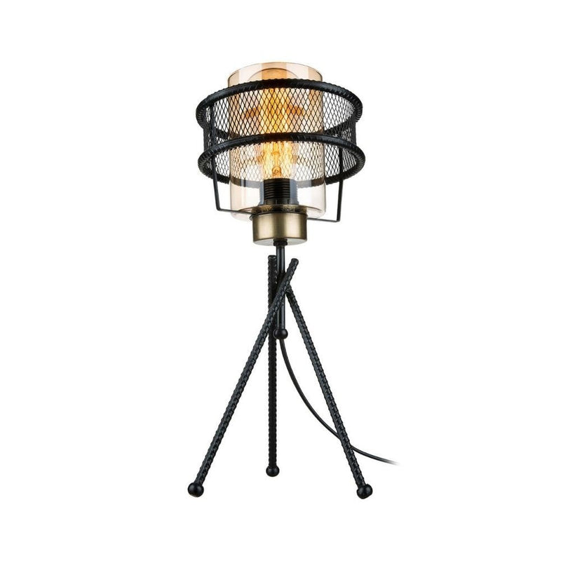 Lampada da tavolo Grande  in ferro intrecciato paralume vetro