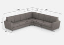 Divano Angolare 7 Posti 288x288x85 cm Yasel in Tessuto Grigio