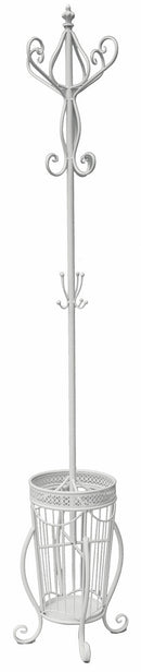 Appendiabiti da Terra Ø25x185 cm con Portaombrelli in Ferro Battuto Soriani Bianco