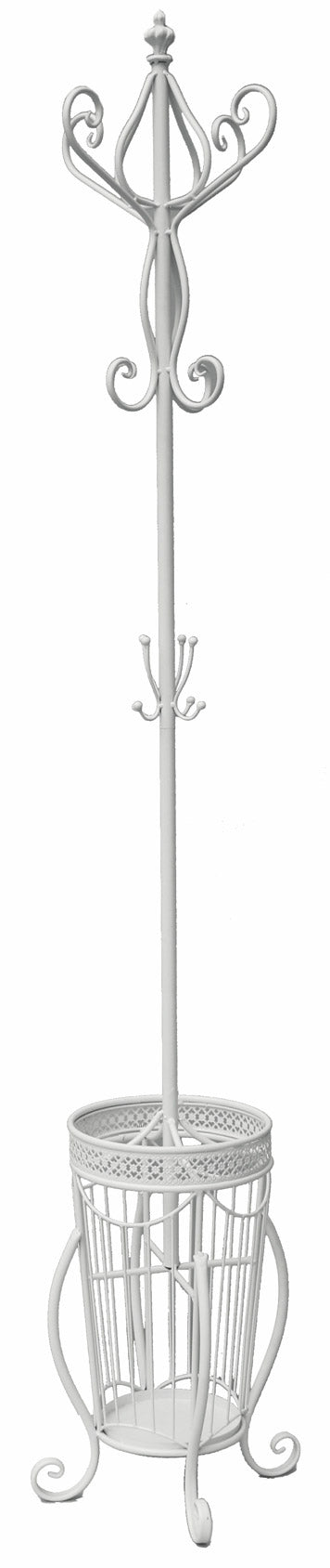 Appendiabiti da Terra Ø25x185 cm con Portaombrelli in Ferro Battuto Soriani Bianco