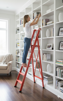 Scala Pieghevole in Legno 6 Gradini H130 cm Rossa