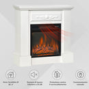 Camino Elettrico da Terra 1800W con Effetto Fiamma Telecomando e Timer Bianco      