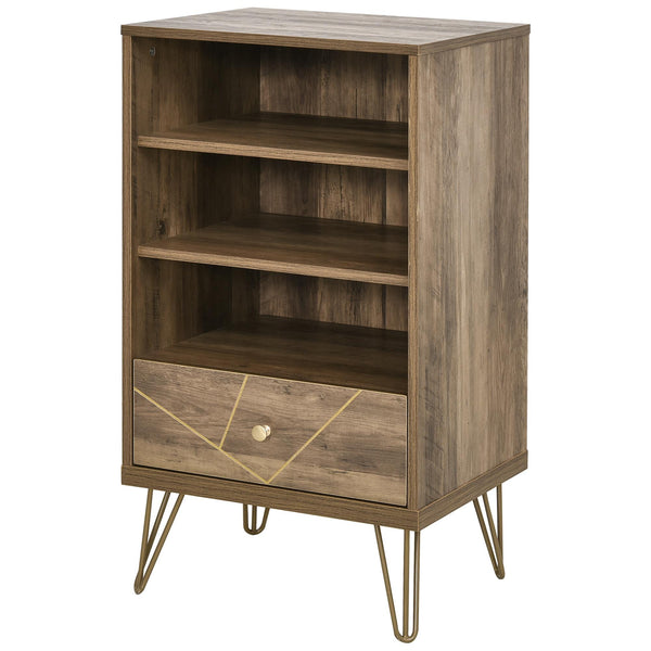 Scaffale Libreria 3 Ripiani 1 Cassetto 48x39x87,2 cm in Truciolare Marrone sconto