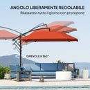 Ombrellone a Sbalzo 260x304x245 cm Base a Croce in Metallo e Poliestere Rosso Ruggine  