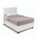 Letto 1 Piazza e Mezza Contenitore Imbottito Similpelle Bianco Boxmax Testata Vertical Varie Misure