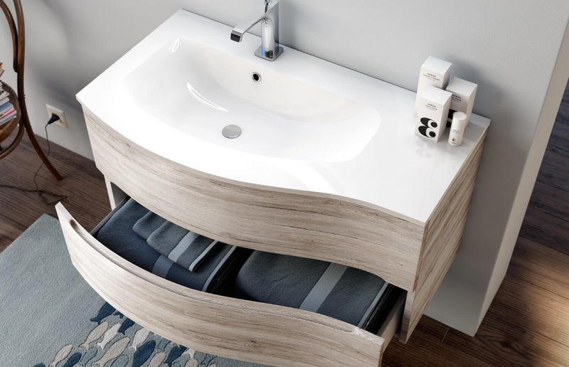 Mobile Bagno Sospeso 91,5cm TFT Swing Rovere Scuro 3S