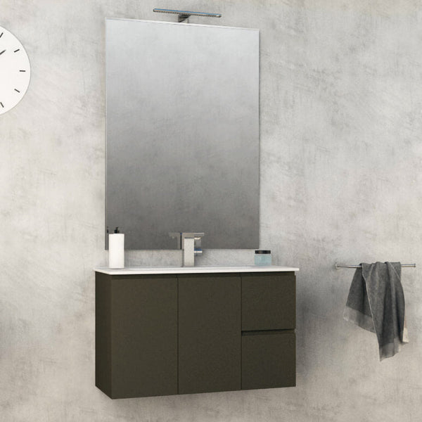 Mobile Bagno Sospeso 80 cm Lavabo e Specchio Tavassi Urano Grigio Talpa Opaco prezzo