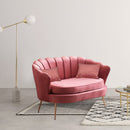 Divano salotto 122x73x78 cm 2 Posti in Velluto Seduta a Conchiglia Lola Rosa antico