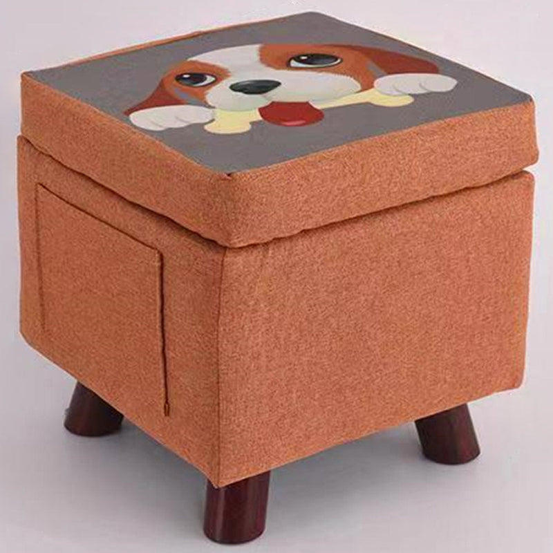 Pouf Contenitore Sgabello Multiuso in Tessuto Arancione