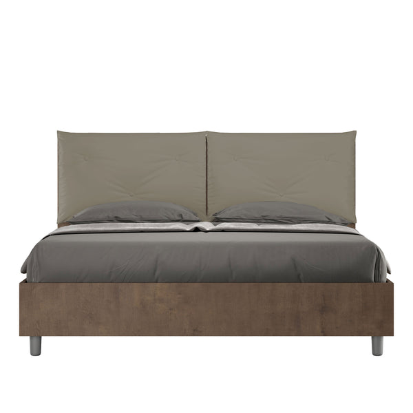 Letto Matrimoniale con Alzata Comoda Struttura Noce con Cuscini in Similpelle Appia Cappuccino Varie Misure prezzo