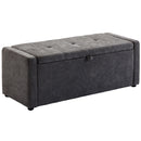 Cassapanca Contenitore 122x48x44 cm Capienza 142L Pouf Seduta Ampia Imbottita Capacità 200 kg in Lino Grigio Scuro      