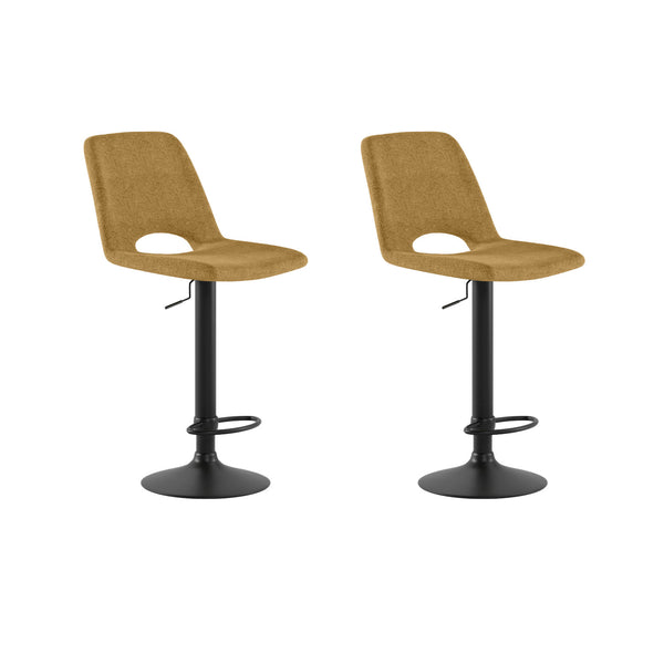 sconto Set 2 Sgabelli Alex 45x52x88,5/103,5 cm con Alzata a GAS in Tessuto Easy-Clean Giallo