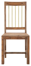 Set 2 Sedie 45x50x100 cm Elegant Sheesham in Legno Naturale e Oro