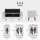 Panca Contenitore Fondo Letto con Braccioli 132x42x50 cm Vano da 53,8L in Tessuto Grigio  