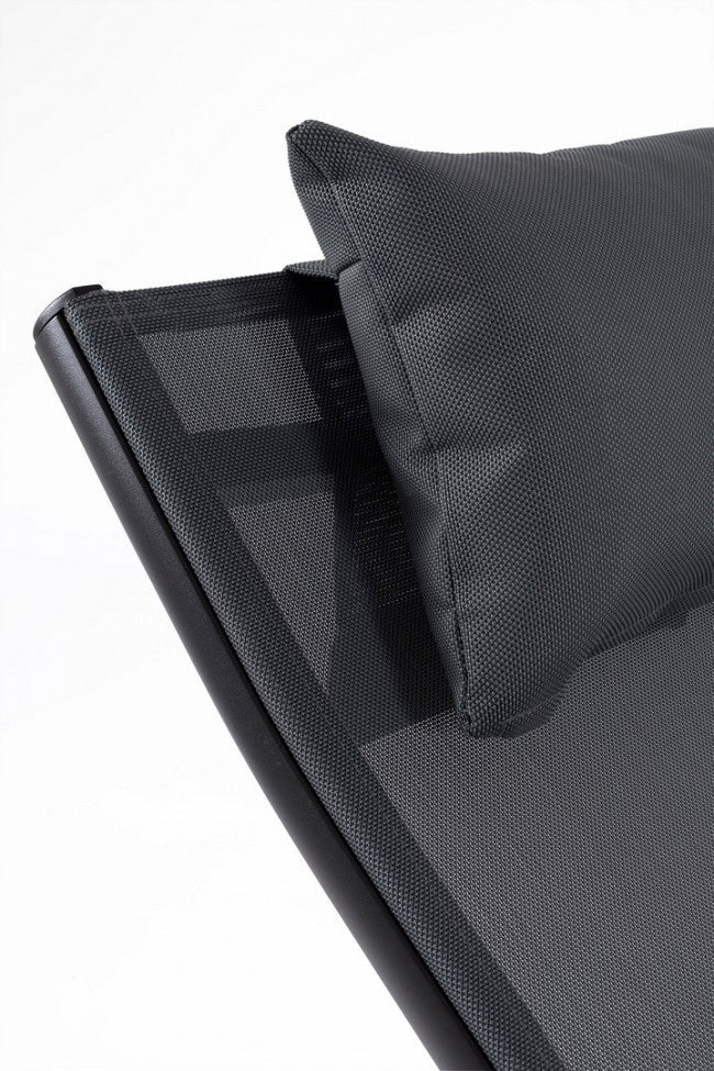 Lettino Chaise Longue da Giardino 65,5x177x105h cm con Cuscino Poggiatesta Krion Antracite 