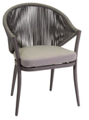 Set da Giardino Tavolo e 6 Sedie in Alluminio e Corda Renton Grigio