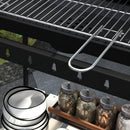 Barbecue a Carbonella 3 Ripiani e Vassoio 103x47x95 cm in Metallo Legno Nera
