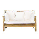 Set Salotto da Giardino Divano 2 Poltrone e Tavolino con cuscini in Bambù Yasmin
