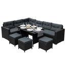 Set Salotto da Giardino 240x186x70 cm ad Angolo con Tavolo in Rattan Nero