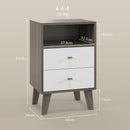 Set di 2 Comodini con 2 Cassetti e Vano Aperto 40x34x64 cm Grigio   
