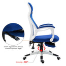 Sedia da Gaming Ergonomica Girevole e Reclinabile con Poggiapiedi Blu 
