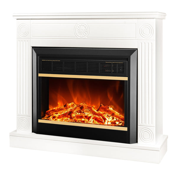 Camino Elettrico da Pavimento 80x95x27 cm Effetto Fiamma 1500W Bonita & Mars Bianco/nero sconto