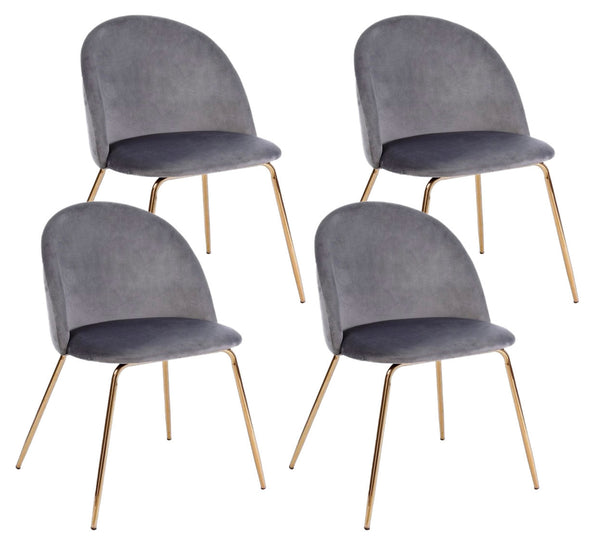 acquista Set 4 Sedie 49x55x77h cm Tanya Velluto Grigio Scuro