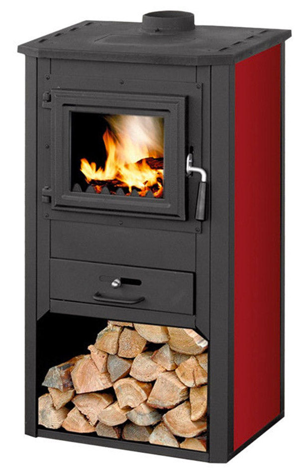 acquista Stufa a Legna 9kW 100 m3 in Acciaio Bordeaux