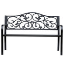 Panchina da Giardino 2 Posti con Schienale Decorato 127x60x89 cm in Ghisa e Metallo Nero