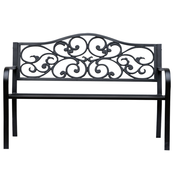 acquista Panchina da Giardino 2 Posti con Schienale Decorato 127x60x89 cm in Ghisa e Metallo Nero