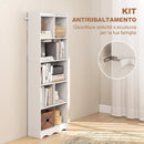 Libreria Moderna a 6 Ripiani 60x23,6x170 cm con Divisori in Pannello Truciolare Bianco      