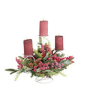 Porta Candele Decorativo Alto 52 cm in Plastica e Metallo Rosso e Bianco