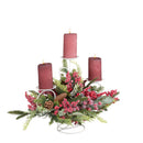 Porta Candele Decorativo Alto 52 cm in Plastica e Metallo Rosso e Bianco