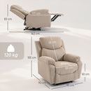 Poltrona Reclinabile Manuale Cuscino Spesso Braccioli Imbottiti e Poggiapiedi in Tessuto Beige      