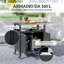 Carrello per Barbecue 116x50x93 cm con Armadietto Piano in Acciaio Inox Nero  