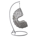 Dondolo Pensile da Giardino con cuscino Ø105x186 cm con intreccio di corda grigia
