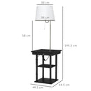 Lampada da Terra con Tavolino e 2 Prese USB 44,5x44,5x144,5 cm in Metallo Nero