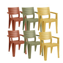 Set 6 Sedie da Giardino Keter Julie 61,5x58,5x79 cm Effetto Legno Verde Rosso e Giallo 